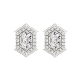14K WHITE GOLD 1 1/4CT ROUND/HEXAGON DIAMOND LADIES EARRINGS