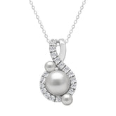 14K WHITE GOLD 1 1/4CT ROUND/PEARL DIAMOND LADIES PENDANT WITH CHAIN