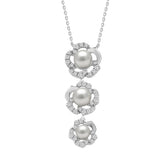 14K WHITE GOLD 1/3CT ROUND/PEARL DIAMOND LADIES NECKLACE