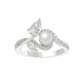 14K WHITE GOLD 3/4CT ROUND/MARQUISE/PEARL/PEAR DIAMOND LADIES RING