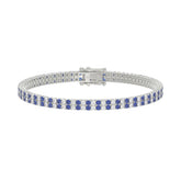 14K WHITE GOLD 5 3/4CT ROUND/ROUND BLUE SAPPHIRE DIAMOND LADIES BRACELET