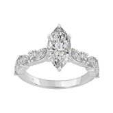 14K WHITE GOLD 2 3/4CT ROUND/MARQUISE DIAMOND LADIES RING (CENTER STONE MARQUISE DIAMOND 2CT)