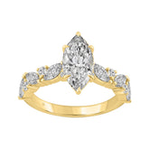 14K YELLOW GOLD 2 3/4CT ROUND/MARQUISE DIAMOND LADIES RING (CENTER STONE MARQUISE DIAMOND 2CT)