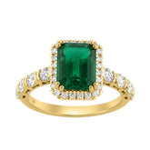 14K YELLOW GOLD 3 1/4CT ROUND/EMERALD DIAMOND LADIES RING (CENTER STONE GREEN EMERALD DIAMOND 2 1/2CT)
