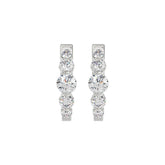 14K WHITE GOLD 2.00CT ROUND DIAMOND LADIES HOOPS EARRINGS