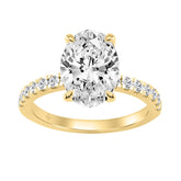 14K YELLOW GOLD 3 1/2CT ROUND/OVAL DIAMOND LADIES RING (CENTER STONE OVAL DIAMOND 3CT)
