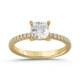 14K YELLOW GOLD 1 3/4CT ROUND/CUSHION DIAMOND LADIES RING (CENTER STONE CUSHION DIAMOND 1 1/2CT)