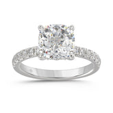 14K WHITE GOLD 3 1/2CT ROUND/CUSHION DIAMOND LADIES RING (CENTER STONE CUSHION DIAMOND 3CT)