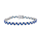 14K WHITE GOLD 9.00CT BAGUETTE/ROUND DIAMOND LADIES BRACELET (BLUE SAPPHIRE ROUND DIAMOND 7 7/8CT)