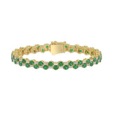 14K YELLOW GOLD 9.00CT BAGUETTE/ROUND DIAMOND LADIES BRACELET (GREEN EMERALD ROUND DIAMOND 7 7/8CT)