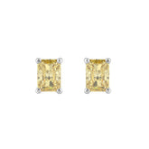 14K WHITE GOLD 1.00CT YELLOW RADIANT DIAMOND LADIES EARRINGS