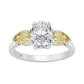 14K WHITE GOLD 2 1/2CT OVAL/YELLOW PEAR DIAMOND LADIES RING (CENTER STONE OVAL DIAMOND 1 1/2CT)
