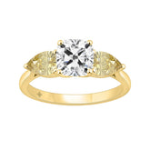 14K YELLOW GOLD 2 5/8CT CUSHION/YELLOW PEAR DIAMOND LADIES RING (CENTER STONE CUSHION DIAMOND 1 1/2CT)
