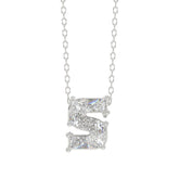 14K WHITE GOLD 1 3/4CT FANCY CUT ALPHABET DIAMOND LADIES PENDANT WITH CHAIN