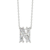 14K White Gold Diamond Initial “N” Pendant 1 1/2CT Fancy Cut Ladies Alphabet Charm with Chain