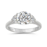 14K WHITE GOLD 2 5/8CT ROUND/HALFMOON DIAMOND LADIES RING (CENTER STONE ROUND DIAMOND 2CT)