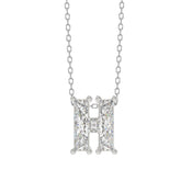 10K White Gold Diamond Initial “H” Pendant 1 1/3CT Fancy Cut Ladies Alphabet Charm with Chain