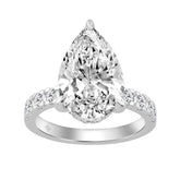 14K WHITE GOLD 4 3/4CT ROUND/PEAR DIAMOND LADIES RING (CENTER STONE PEAR DIAMOND 4CT)