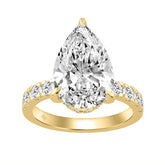 14K YELLOW GOLD 4 3/4CT ROUND/PEAR DIAMOND LADIES RING (CENTER STONE PEAR DIAMOND 4CT)