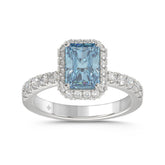 14K WHITE GOLD 4.00CT ROUND/RADIANT DIAMOND LADIES RING (CENTER STONE BLUE RADIANT DIAMOND 3CT)