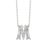 14K WHITE GOLD 1 5/8CT FANCY CUT ALPHABET DIAMOND LADIES PENDANT WITH CHAIN