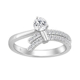 Ladies 10K White Gold Round Diamond Ring 1/2Ct Round Brilliant Engagement Fashion Ring (Color F-G -Clarity Vs1/Vs2)