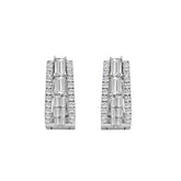 14K WHITE GOLD 1.00CT ROUND/BAGUETTE DIAMOND LADIES EARRINGS