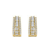 14K YELLOW GOLD 1.00CT ROUND/BAGUETTE DIAMOND LADIES EARRINGS