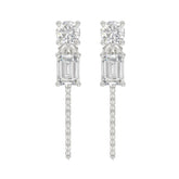 10K White Gold 3/4CT Emerald/Round cut Diamond Elegant Ladies Earring (Color F-G -Clarity VS1/VS2)