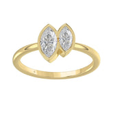 Elegant ColleCTions Linked Hearts Ladies Ring 10K Yellow Gold 3/4CT Marquise Lab Grown Diamond (Color F-G -Clarity VS1/VS2)