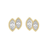Elegant Ladies Earring 10K Collection Linked Hearts Yellow Gold 1.00CT Marquise Lab Grown Diamond (Color F-G -Clarity VS1/VS2)