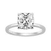 14K WHITE GOLD 3.00CT ROUND/CUSHION DIAMOND LADIES RING (CENTER STONE CUSHION DIAMOND 3CT)