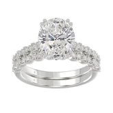Ladies 14K White Gold Ladies Elegance- Bridal Set 3 1/3CT Round & Oval Diamonds 3.00CT Oval Center stone (Color F-G Clarity VS1/VS2)
