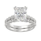 Ladies 14K White Gold Ladies Elegance- Bridal Set 3 1/3CT Round & Radiant Diamond 3.00CT Radiant Center stone (Color F-G -Clarity VS1/VS2)