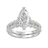 Ladies 14K White Gold Ladies Elegance- Bridal Set 3 1/3CT Round & Marquise Diamonds 3.00CT Marquise Center stone (Color F-G -Clarity VS1/VS2)