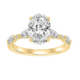 14K Yellow Gold Oval Diamond Ring 2 1/2CT With Round & Marquise Diamonds 2.00CT Oval Center stone (Color F-G Clarity VS1/VS2)