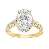 14K Yellow Gold 4 3/4Ct Oval Cut Lab-Grown Diamond Engagement Ring With Hidden Halo Round & Oval Bridal Ring Set For Women 4Ct Oval Center Stone (
