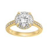 14K Yellow Gold 3 1/2Ct Round Brilliant Diamond Hidden Halo Engagement Ring Fashion Bridal Ring For Women 3Ct Round Center Stone (Color F-G -Clarity Vs1/Vs2)