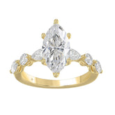 14K Yellow Gold Bridal Fashion Ring for Ladies 4CT Round & Marquise& Pear Cut Diamonds 3.00CT Marquise Center stone (Color F-G -Clarity VS1/VS2)