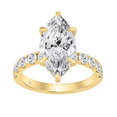 14K YELLOW GOLD 6.00CT MARQUISE/ROUND DIAMOND LADIES RING (CENTER STONE MARQUISE DIAMOND 5CT)