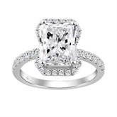 Ladies 14K White Gold Ladies Elegance-Ring 4 1/2CT Round & Radiant Lab Grown Cut Diamond 4.00CT Radiant Center stone (Color F-G -Clarity VS1/VS2)