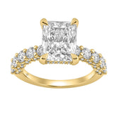14K Yellow Gold 5 1/2Ct Radiant Cut & Round Diamond Engagement Ring Women Bridal Wedding Ring 4Ct Radiant Center Stone (Color F-G -Clarity Vs1/Vs2