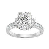 14K White Gold 2 1/2Ct Elongated Cushion Cut Diamond Halo Engagement Ring With Round Diamonds Bridal Ring For Women 2Ct Cushion Center Stone (Color F-G -Clarity Vs1/Vs2)