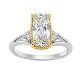 Luxury 14K White/Yellow Gold Diamond Engagement Ring 2 1/4Ct Elongated Cushion Center With Round Side Stones, Women Ring 2Ct Cushion Center Stone (Col