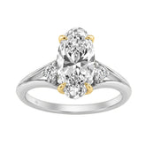 Elegance14K White/Yellow Gold Diamond Engagement Ring 2 1/4Ct Elongated Oval Center With Round Side Stones, Women Ring 2Ct ELONGATED Oval Center Ston