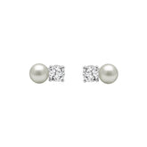 10K WHITE GOLD 1/4CT ROUND DIAMOND PEARL FASHION LADIES EARRINGS CLASSIC FINE JEWELRY FOR HER (COLOR F-G CLARITY VS1/VS2)