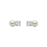 10K WHITE GOLD 1/4CT ROUND DIAMOND PEARL FASHION LADIES EARRINGS CLASSIC FINE JEWELRY FOR HER (COLOR F-G CLARITY VS1/VS2)