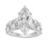 Luxury 14K White Gold Diamond Ring 6 1/4Ct Marquise Center Stone With Pear & Round Diamonds, Women Fashion Engagement Ring (Color F-G -Clarity Vs1