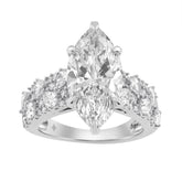 Luxury 14K White Gold Diamond Ring 6 1/4Ct Marquise Center Stone With Pear & Round Diamonds, Women Fashion Engagement Ring (Color F-G -Clarity Vs1/Vs2)