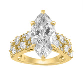 Luxury 14K Yellow Gold Diamond Ring 6 1/4Ct Marquise Center Stone With Pear & Round Diamonds, Women Fashion Engagement Ring (Color F-G -Clarity Vs